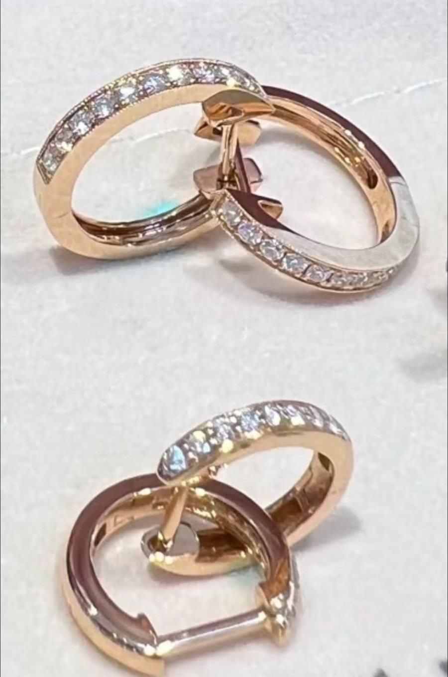 Rose gold and white gold diamond bands
